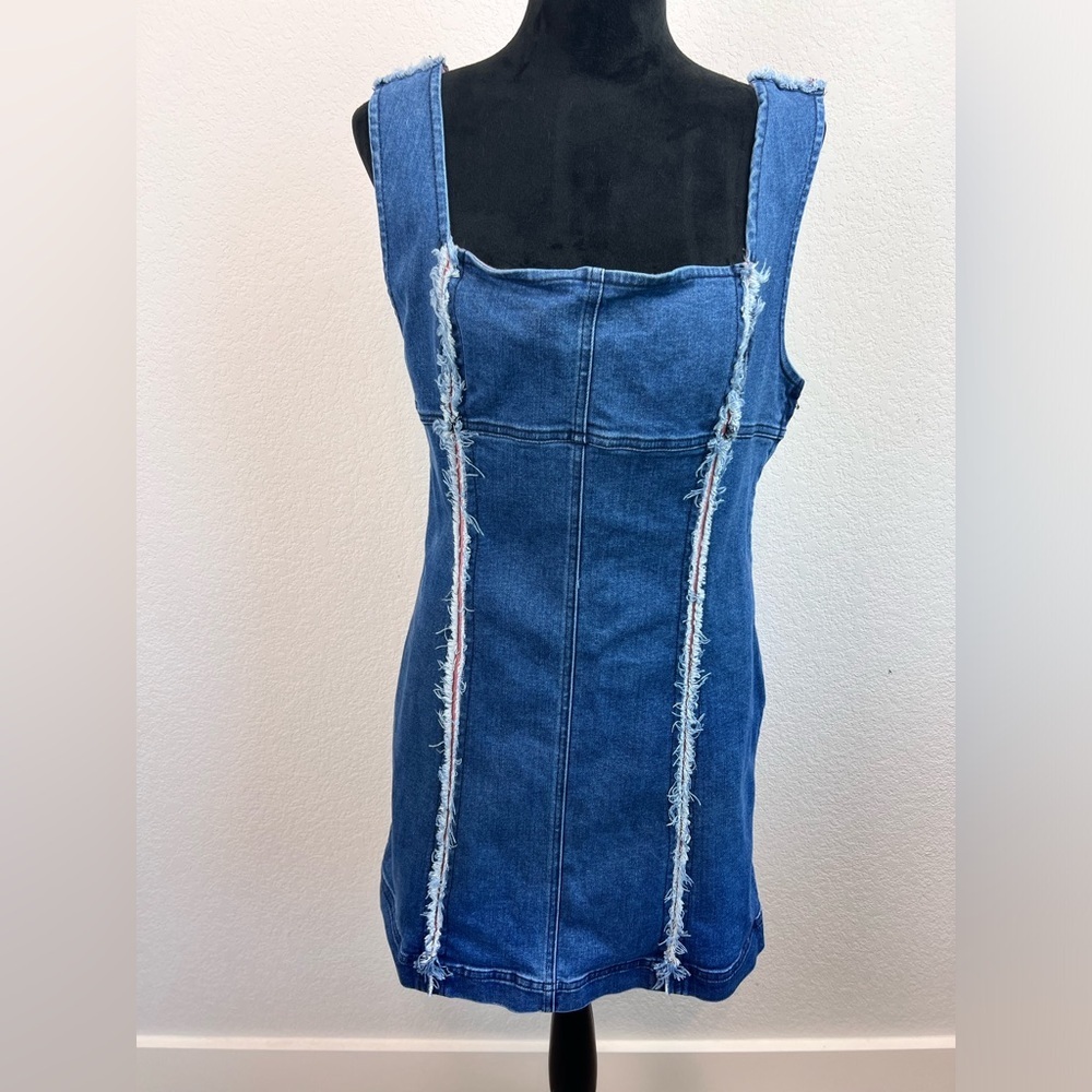 Urban Outfitters Frayed Denim Dress Size Large